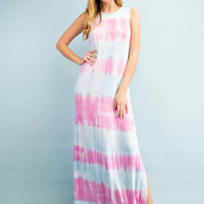 Shop Fsl Apparel Jersey Tie Dye Maxi Dress In Pink