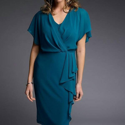 Shop Joseph Ribkoff 223719 Wrap Dress In Blue