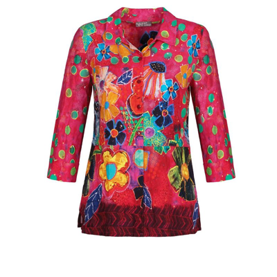 Shop Dolcezza Fiesta Floral Tunic In Red
