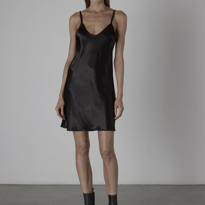 Shop Enza Costa Satin Bias Short Slip Dress In Black