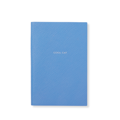 Shop Smythson Cool Cat Chelsea Notebook In Panama In Nile Blue