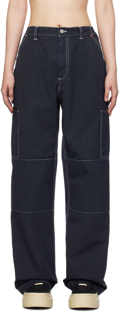 Shop Mm6 Maison Margiela Navy Numeric Signature Trousers In 855 Anthracite