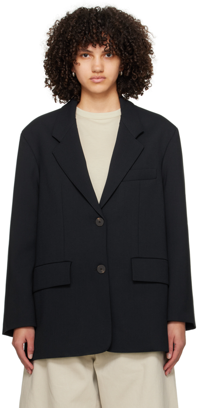 Shop Studio Nicholson Navy Paneled Blazer In Darkest Navy