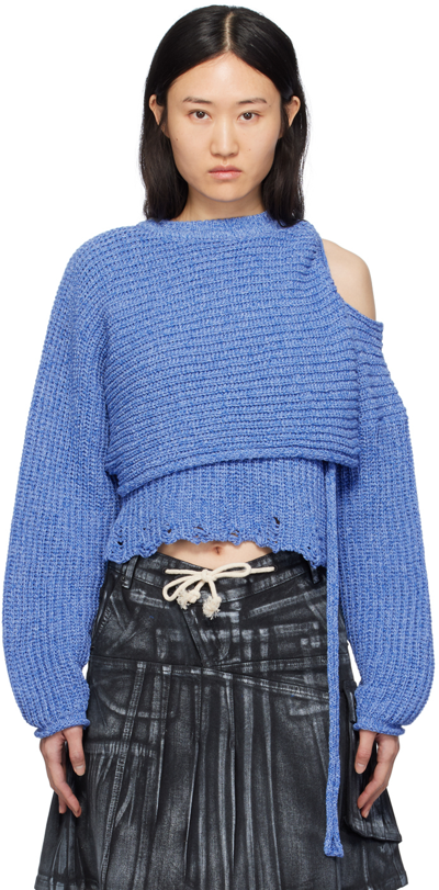 Shop Ottolinger Blue Deconstructed Sweater