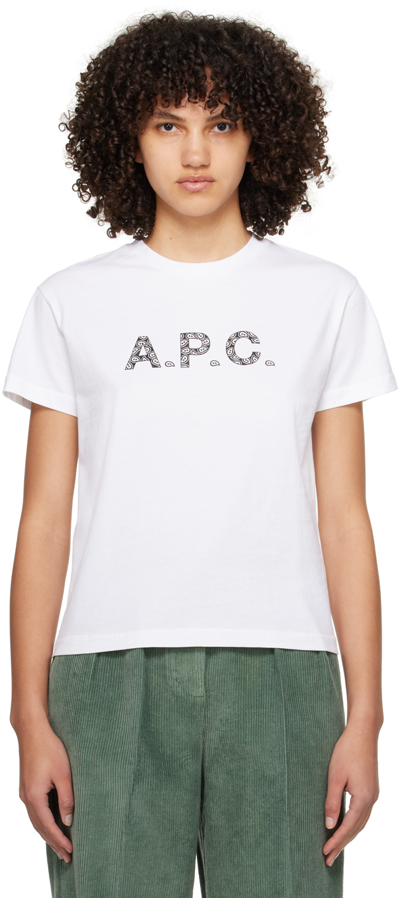 Shop Apc White Bonded T-shirt In Blanc/noir