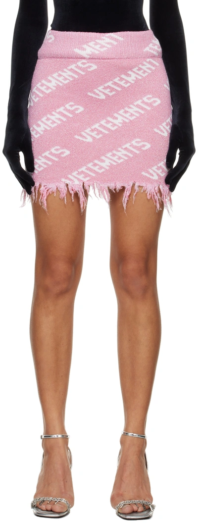 Shop Vetements Pink Monogram Miniskirt In Baby Pink