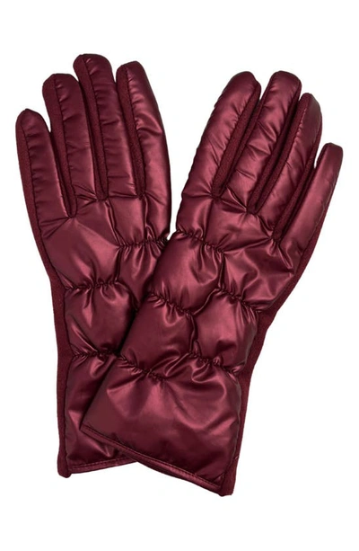 Shop Marcus Adler Puffer Gloves In Burgundy