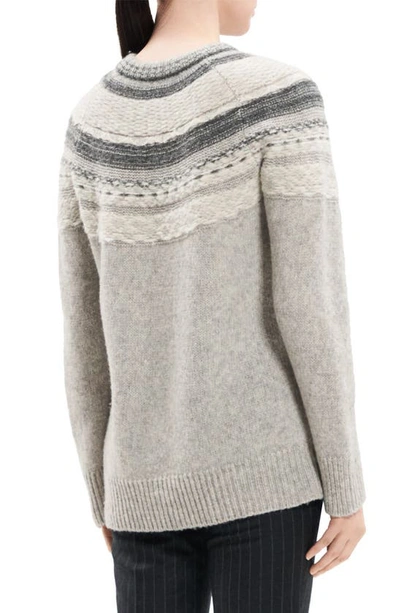 Theory Fair Isle Raglan Wool-blend Pullover Sweater In Lt Grey Mel Multi - 1kb