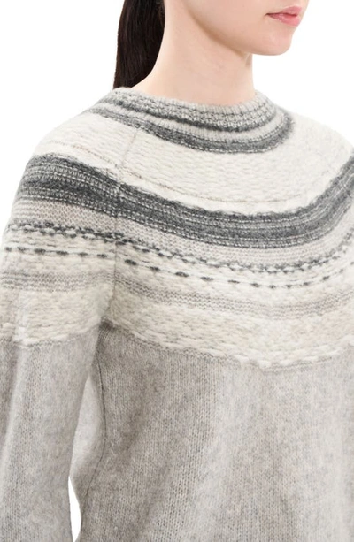 Theory Fair Isle Raglan Wool-blend Pullover Sweater In Lt Grey Mel Multi - 1kb
