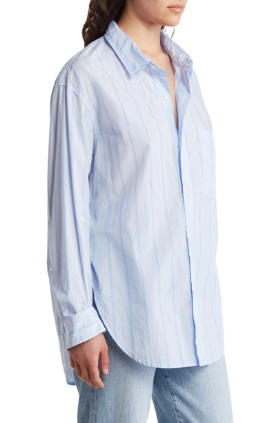 Shop Citizens Of Humanity Kayla Stripe Oversize Poplin Button-up Shirt In Aquis Stripe