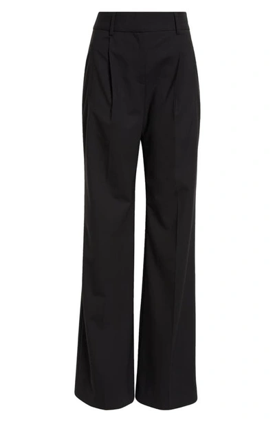 Shop Veronica Beard Ollie Pleated Wool Blend Pants In Black