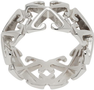 Shop Off-white Silver Multi Arrow Ring In Silver No