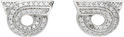 Shop Ferragamo Silver Gancini Cufflinks In Pld/crystal