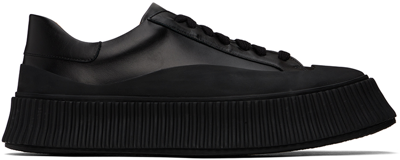 Shop Jil Sander Black Calfskin Low-top Sneakers In 001 Black