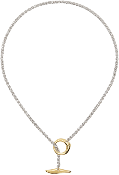 Shop Tom Wood Silver Robin Chain Duo Necklace In 925 Silver / 9k Gold
