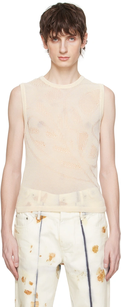 Feng Chen Wang Off-white Open Knit Tank Top In White
