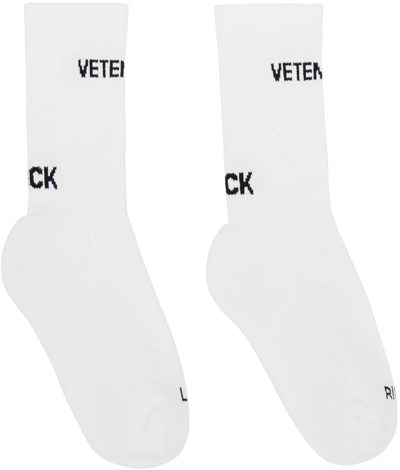 Shop Vetements White Logo Socks
