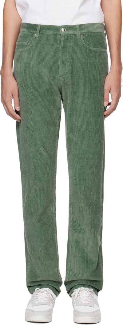 Shop Apc Green Standard Trousers In Kac Almond Green