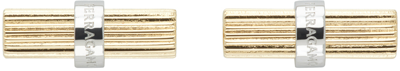 Shop Ferragamo Silver & Gold Branded Cufflinks In Pld/oro