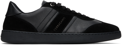 Ferragamo Achille 1 Low-top Sneakers In Leather In Nero