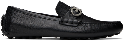 Shop Ferragamo Black Gancini Ornament Loafers In Nero New Biscotto