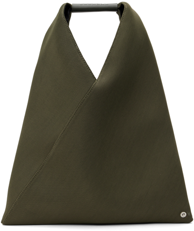 Shop Mm6 Maison Margiela Green Small Classic Triangle Tote In T5187 Shark Grey