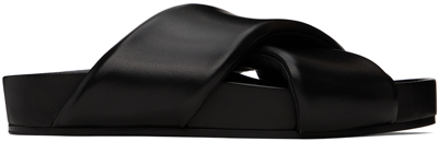 Jil Sander Black Sandals With Criss Cros Bands In 001 Black