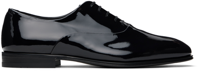 Ferragamo Black Wave Detail Oxfords In Nero