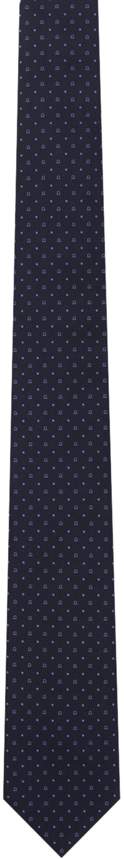 Shop Ferragamo Navy & Blue Gancini Jacquard Tie In F.blu Scuro