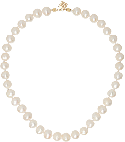 Shop Lauren Rubinski White Marella Necklace In Pearl
