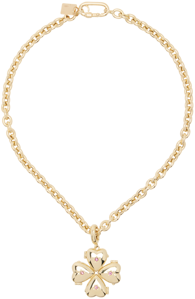 Shop Lauren Rubinski Gold Paulette Small Clover Necklace In 14k Yellow Gold