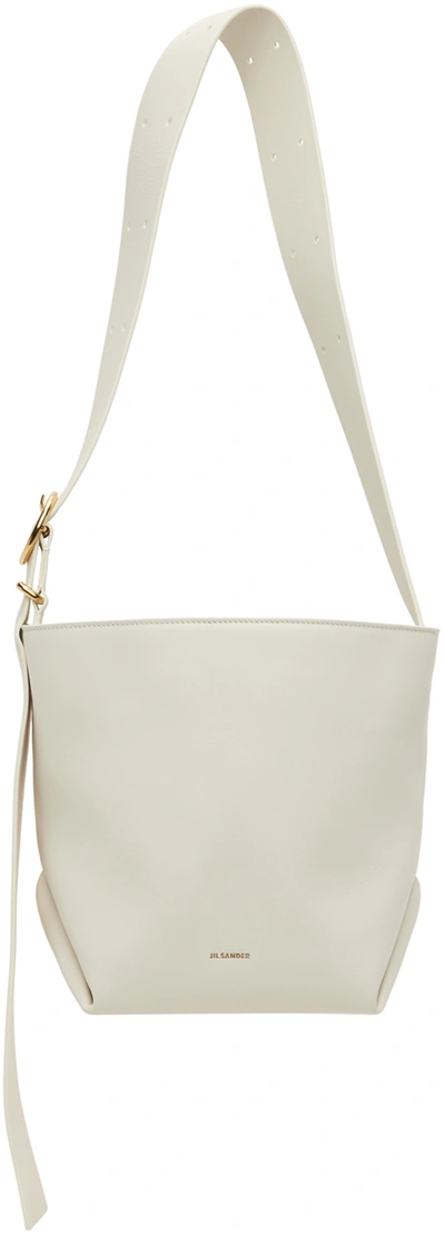 Shop Jil Sander Off-white Folded Small Tote In 106 Eggshell