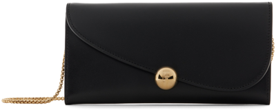 Shop Ferragamo Black Asymmetrical Flap Wallet Bag In 001 Nero