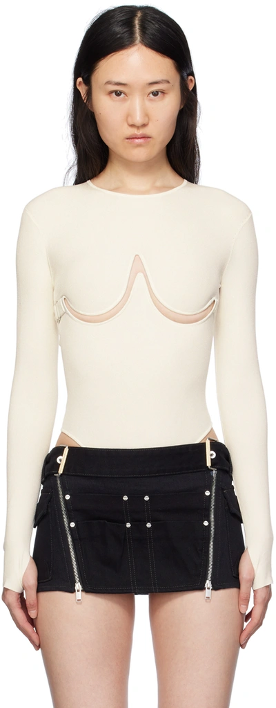 Shop Dion Lee White Double Underwire Bodysuit In Ivory