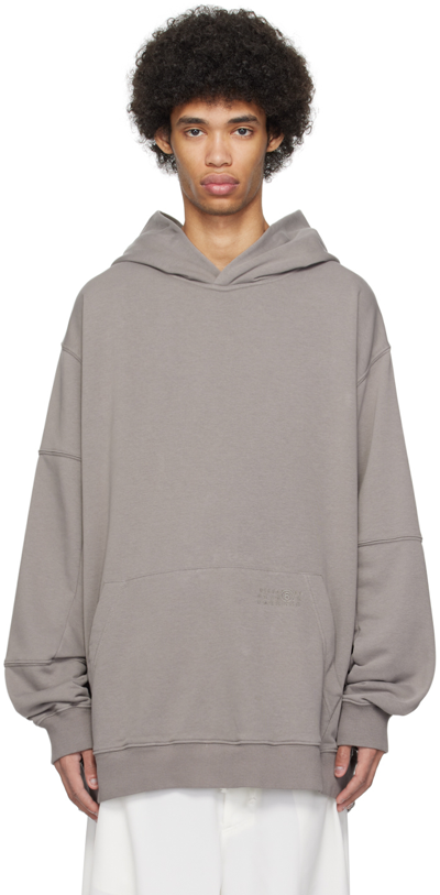 Shop Mm6 Maison Margiela Taupe Oversized Hoodie In 803 Taupe