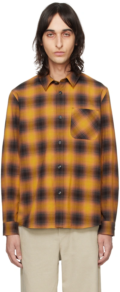 Apc Check Print Cotton Flannel Shirt In Dad Moutarde