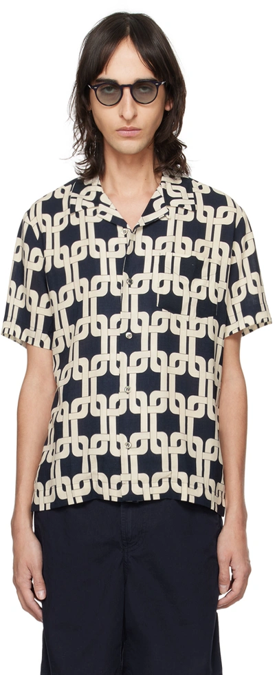 Shop Apc Navy & Beige Lloyd Shirt In Iak Dark Navy
