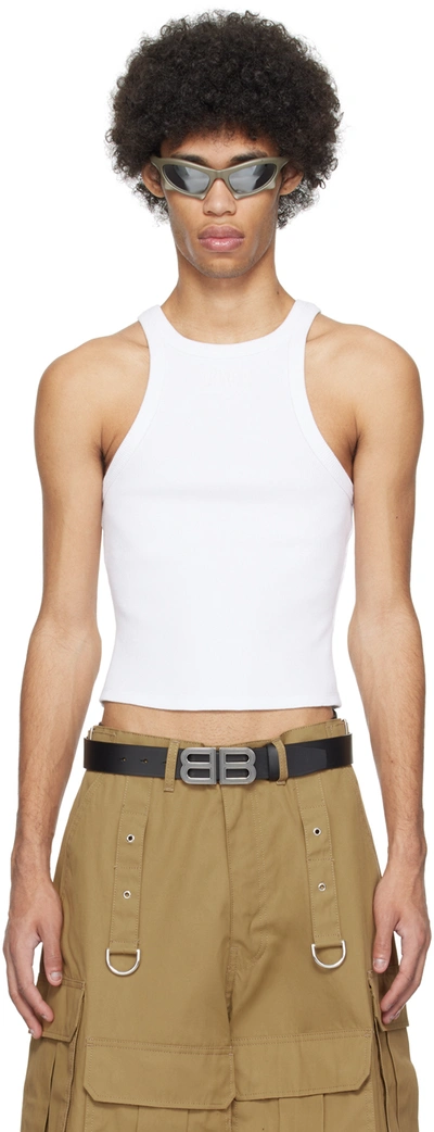 Shop Vetements White Embroidered Tank Top