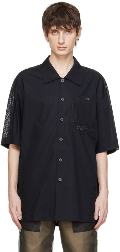 Shop Feng Chen Wang Black Lace Overlay Shirt