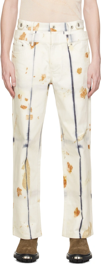 Shop Feng Chen Wang White Plant-dyed Jeans In Black/white