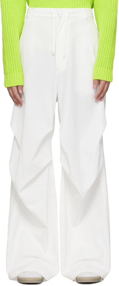 Shop Mm6 Maison Margiela Off-white Wide-leg Trousers In 102 Off White