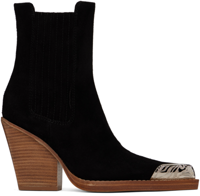 Shop Paris Texas Black Embellished Toe Ankle Boots In Off Black