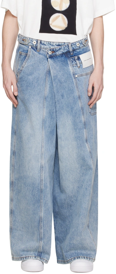 Shop Feng Chen Wang Blue Wide-leg Jeans