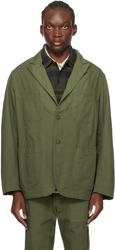 Shop Engineered Garments Green Single-breasted Blazer In Ct010 C - Olive Cott