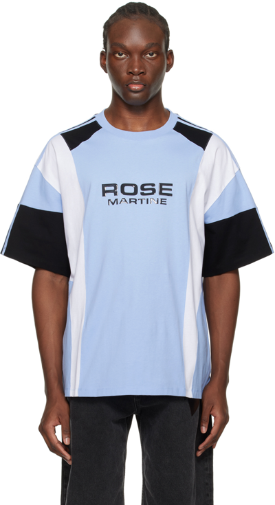 Shop Martine Rose Blue Paneled T-shirt In Blue / White / Black
