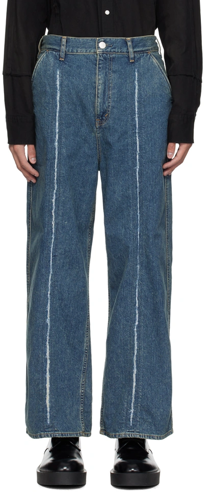 Shop Jieda Indigo Cutting Jeans