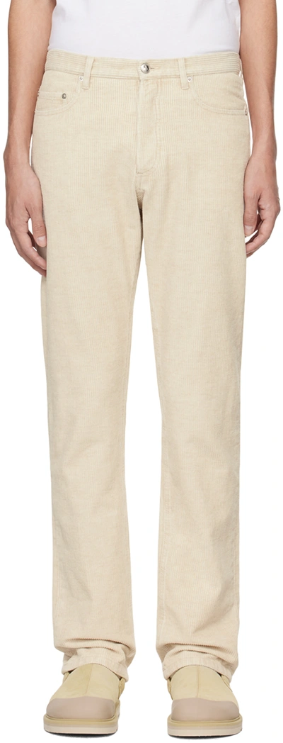Shop Apc Off-white Standard Trousers In Aad Ecru