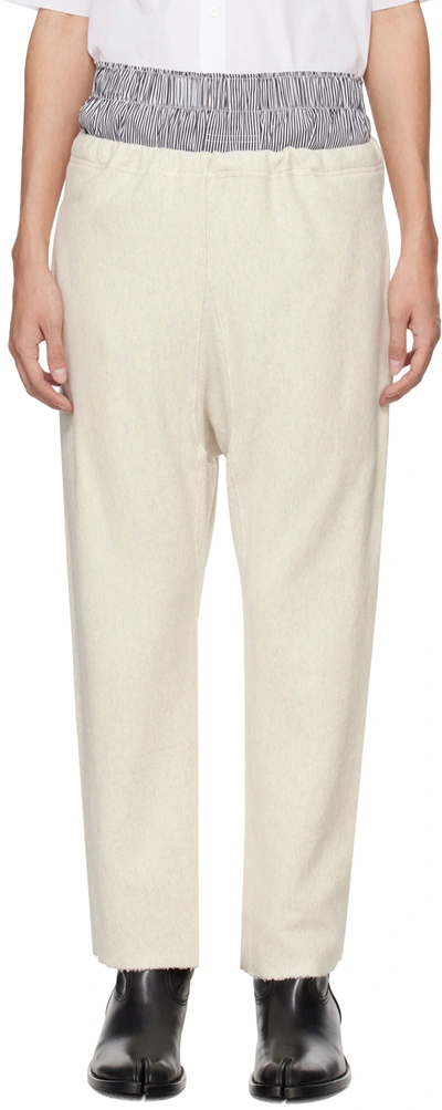 Shop Maison Margiela Off-white Raw Edge Sweatpants In 105m Ecru