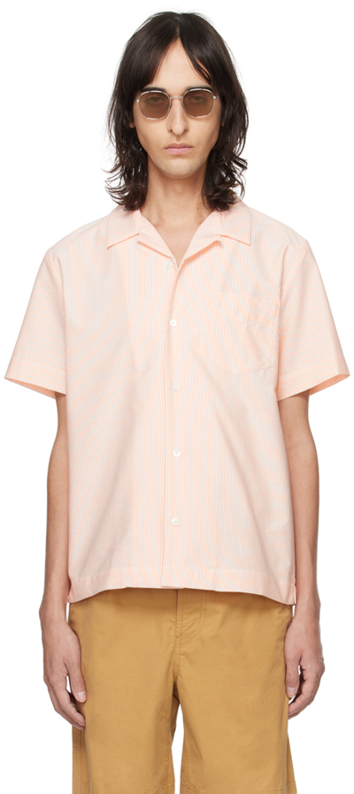 Shop Apc Orange & White Lloyd Shirt In Eaa Orange