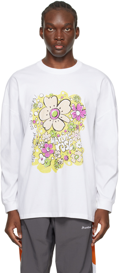 Shop Martine Rose White Oversized Long Sleeve T-shirt In White / Festival Flo